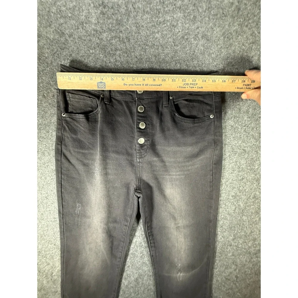 Risen Los Angeles Womens HighRise Button Fly Distressed Skinny Jeans Black 13/31